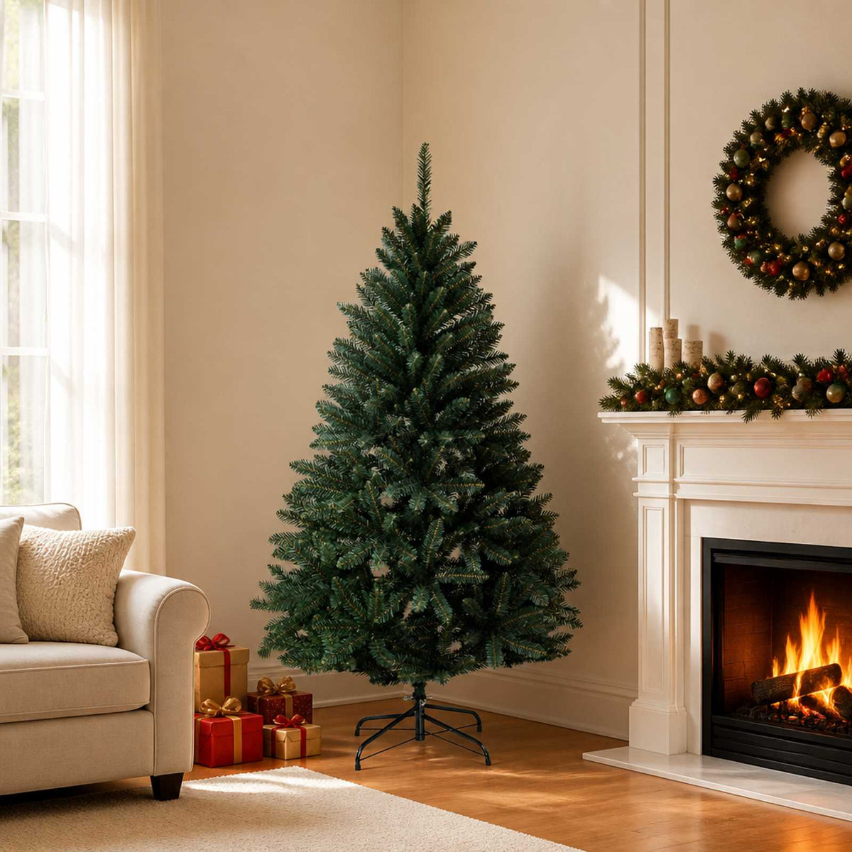 Artificial Hinged Christmas Tree 150 cm PVC Dark Green