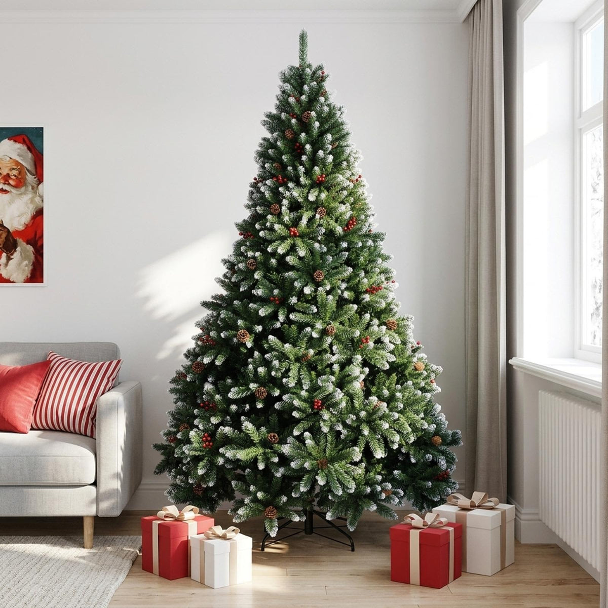 Artificial Hinged Christmas Tree 210 cm steel