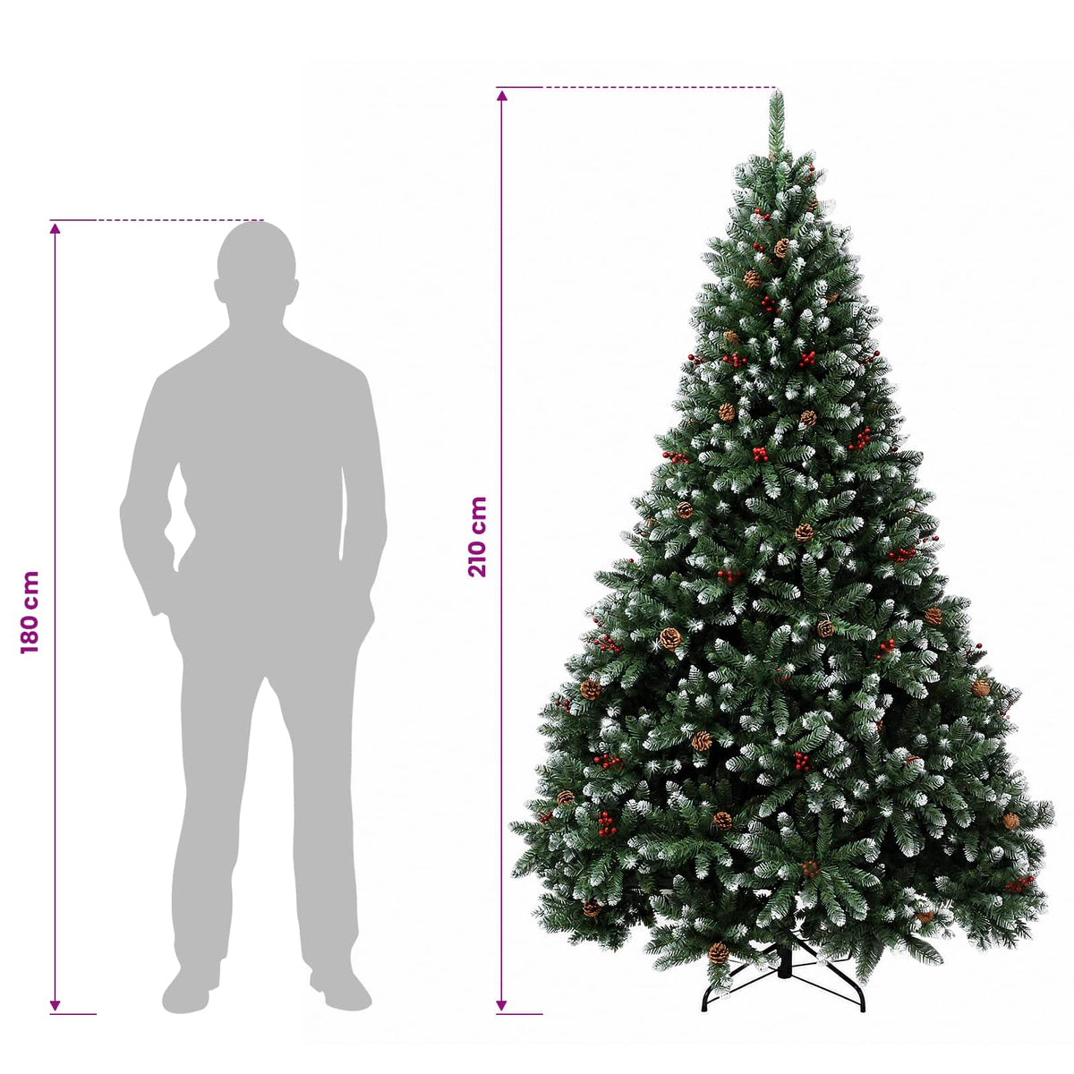 Artificial Hinged Christmas Tree 210 cm steel