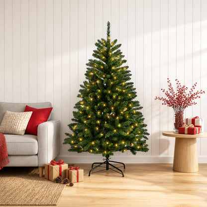 Artificial Hinged Christmas Tree 150 cm 150 LEDs Warm White PVC
