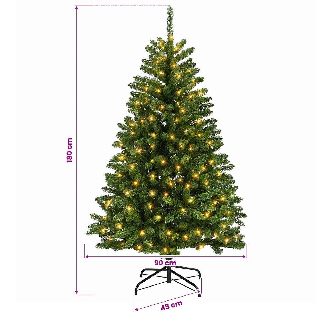 Artificial Hinged Christmas Tree 180 cm 300 LEDs Warm White