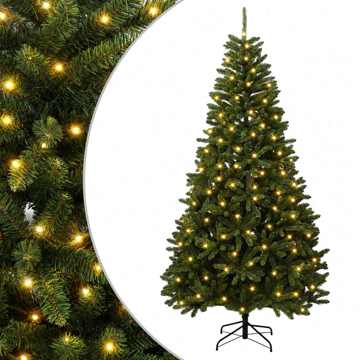 Artificial Hinged Christmas Tree 210 cm 400 LEDs Warm White PVC