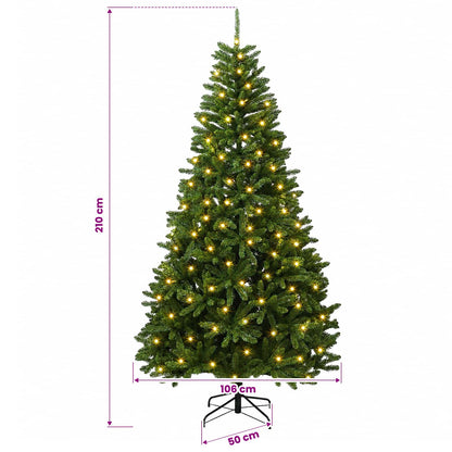 Artificial Hinged Christmas Tree 210 cm 400 LEDs Warm White PVC