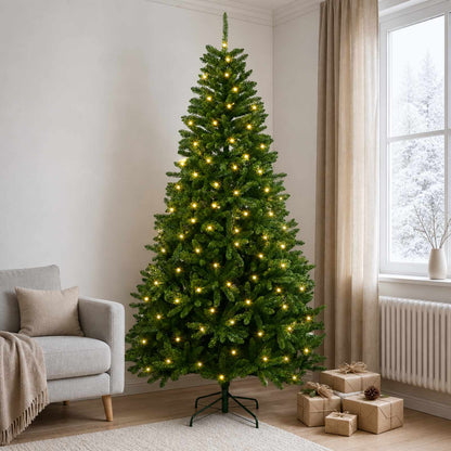 Artificial Hinged Christmas Tree 240 cm 600 LEDs Warm White PVC