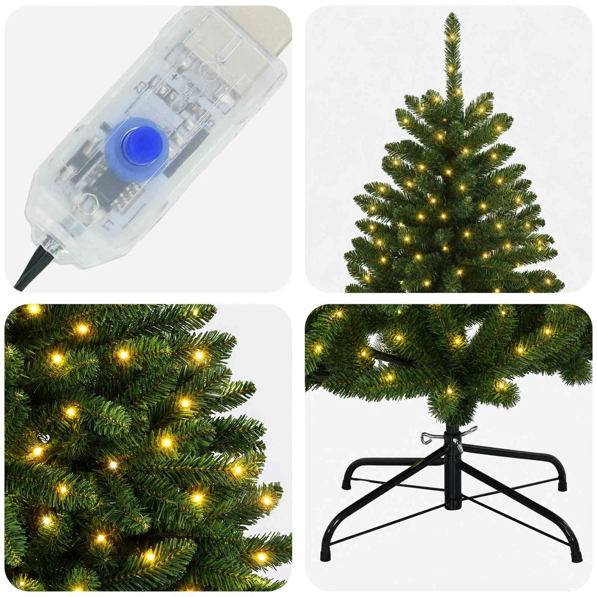 Artificial Hinged Christmas Tree 300 cm 1000 LEDs Warm White