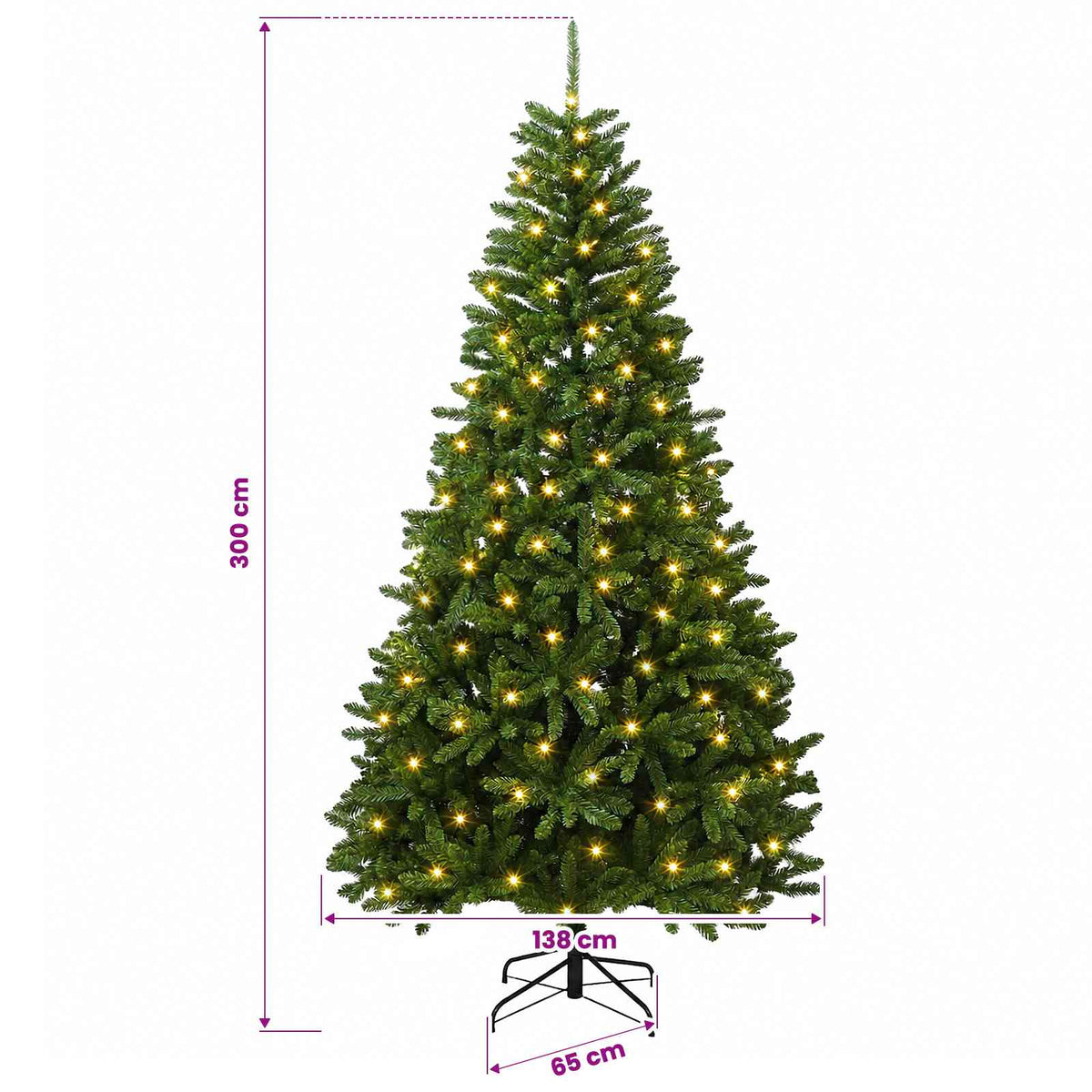Artificial Hinged Christmas Tree 300 cm 1000 LEDs Warm White