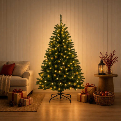 Artificial Hinged Christmas Tree 180 cm 300 LEDs Warm White