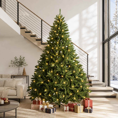 Artificial Hinged Christmas Tree 270 cm 600 LEDs Warm White