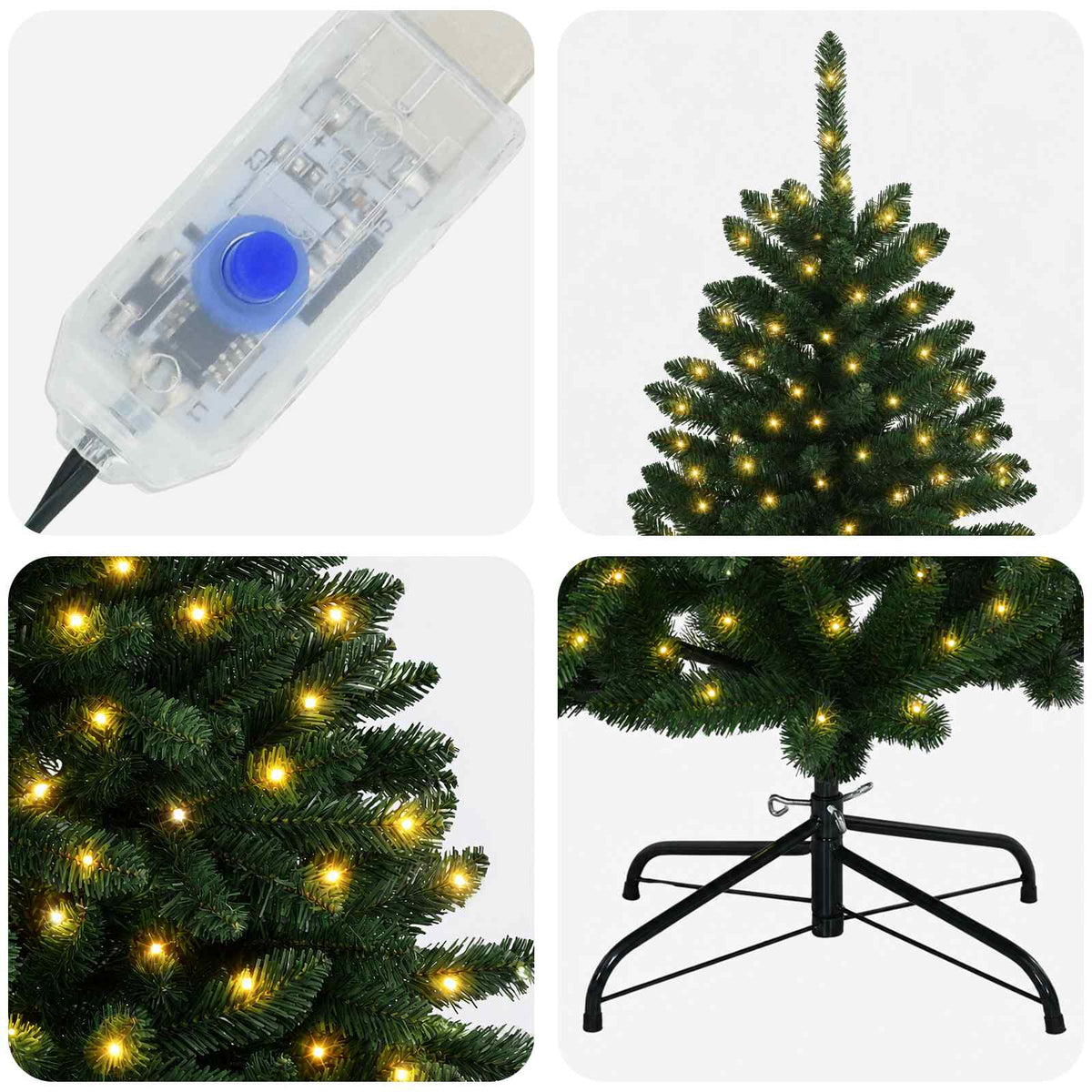 Artificial Hinged Christmas Tree 270 cm 600 LEDs Warm White