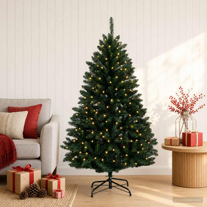 Artificial Hinged Christmas Tree 150 cm 150 LEDs Warm White PVC