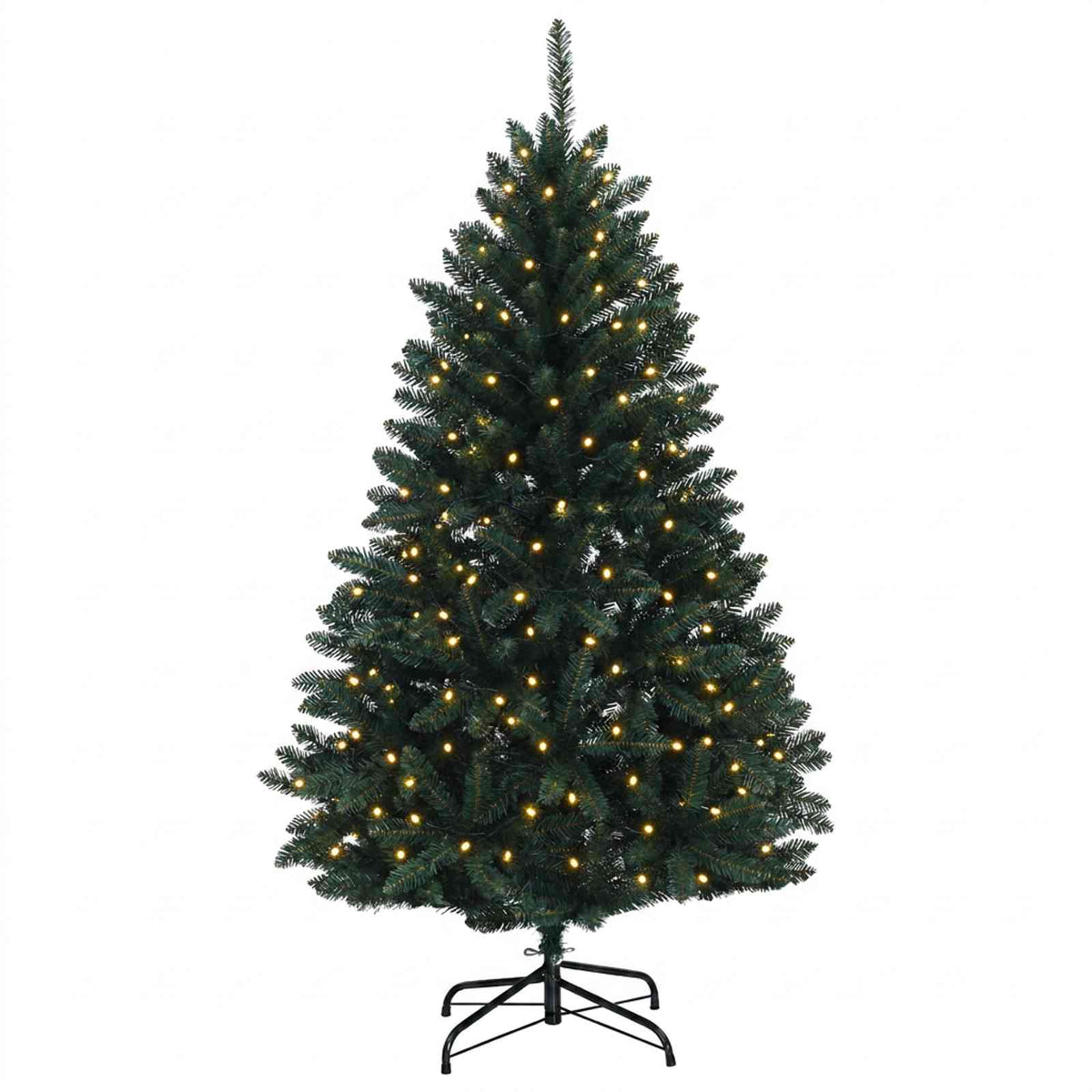 Artificial Hinged Christmas Tree 150 cm 150 LEDs Warm White PVC