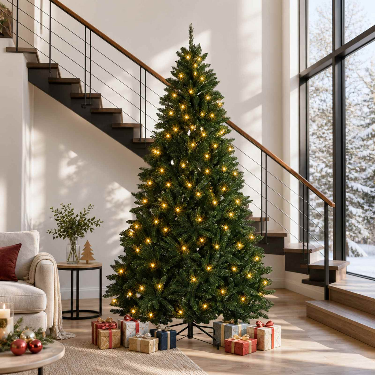 Artificial Hinged Christmas Tree 300 cm 1000 LEDs Warm White