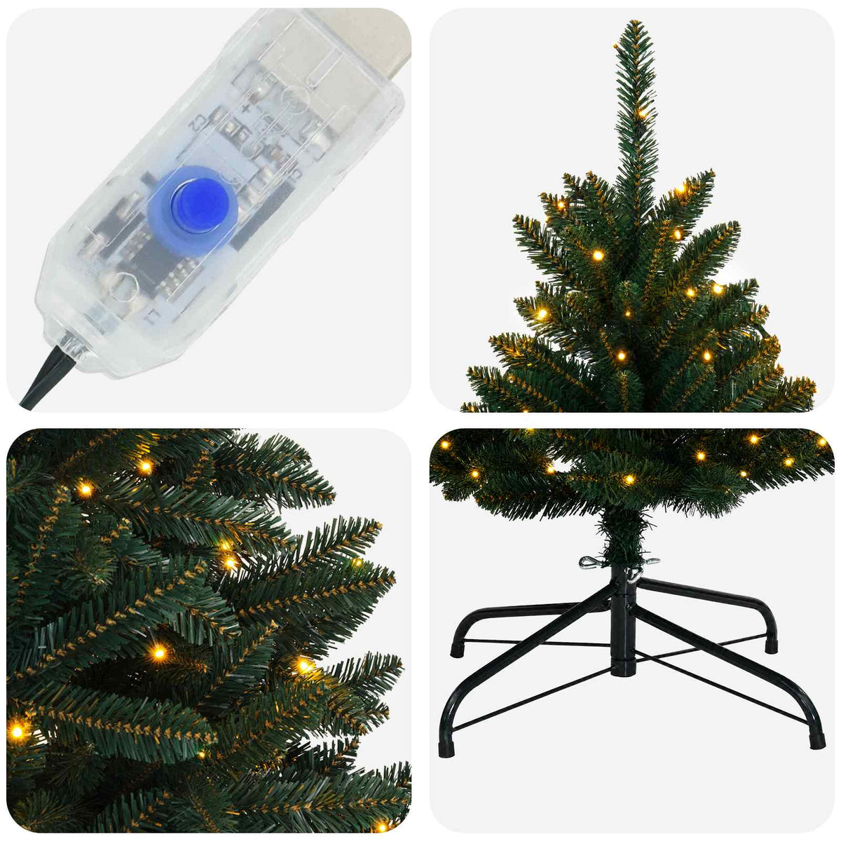 Artificial Hinged Christmas Tree 270 cm 600 LEDs Warm White PVC