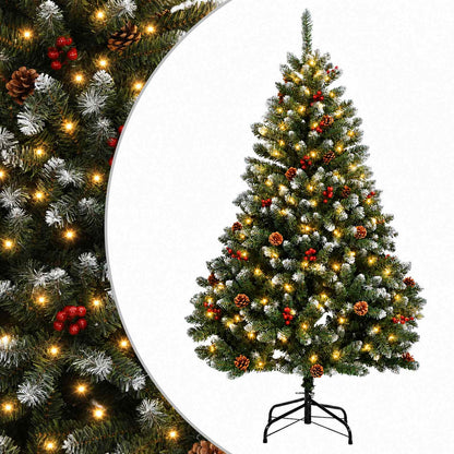 Artificial Hinged Christmas Tree 150 cm 150 LEDs Warm White PVC