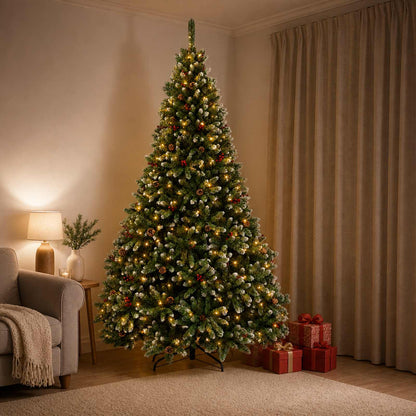 Artificial Hinged Christmas Tree 240 cm 600 LEDs Warm White