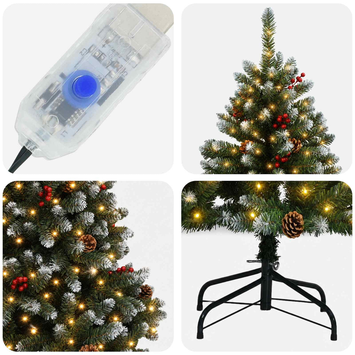 Artificial Hinged Christmas Tree 240 cm 600 LEDs Warm White