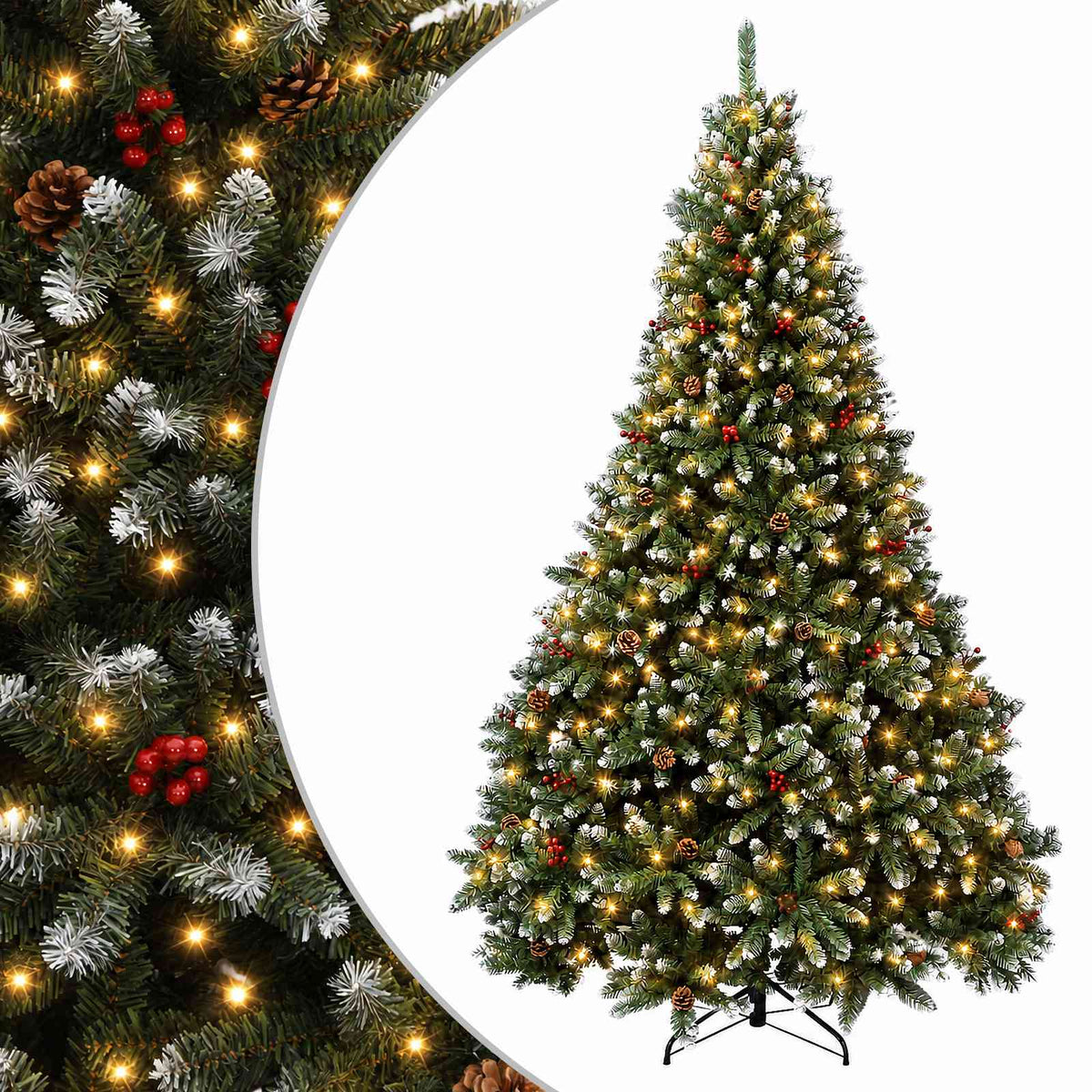 Artificial Hinged Christmas Tree 240 cm 600 LEDs Warm White