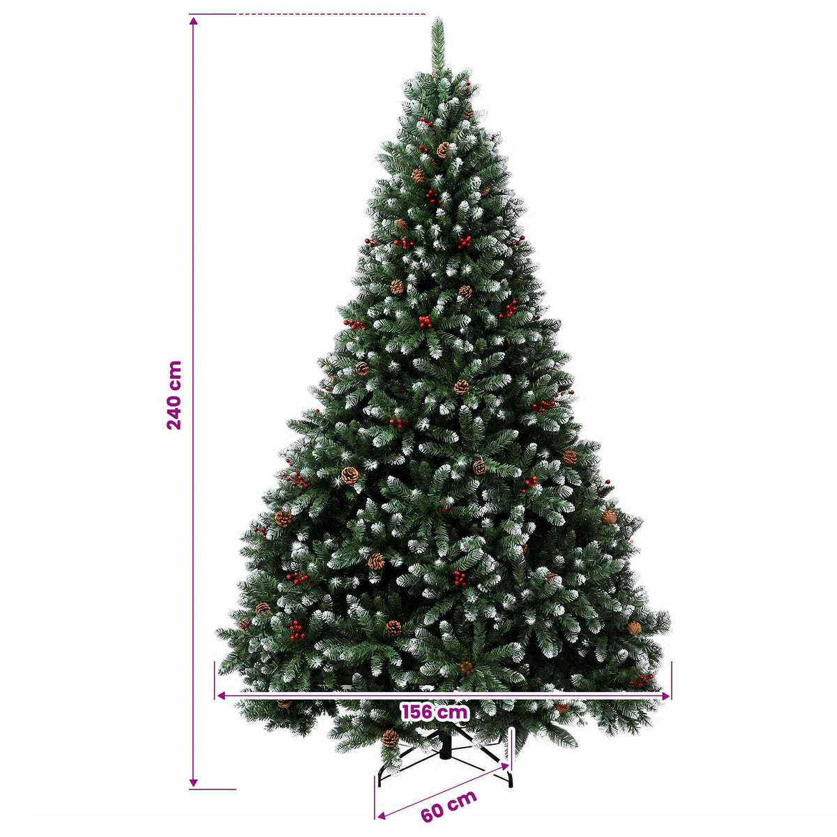 Artificial Hinged Christmas Tree 240 cm 600 LEDs Warm White