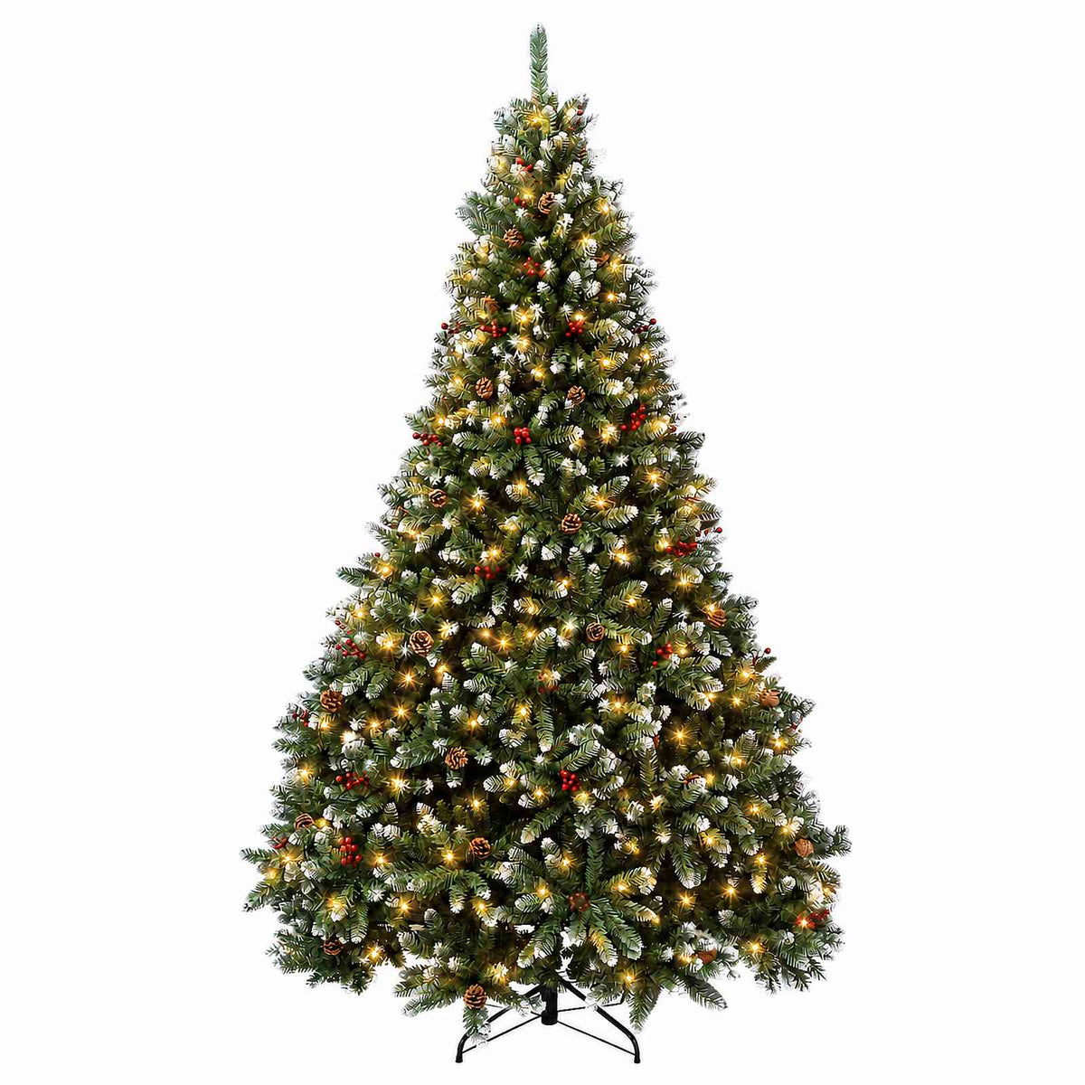 Artificial Hinged Christmas Tree 270 cm 600 LEDs Warm White PVC