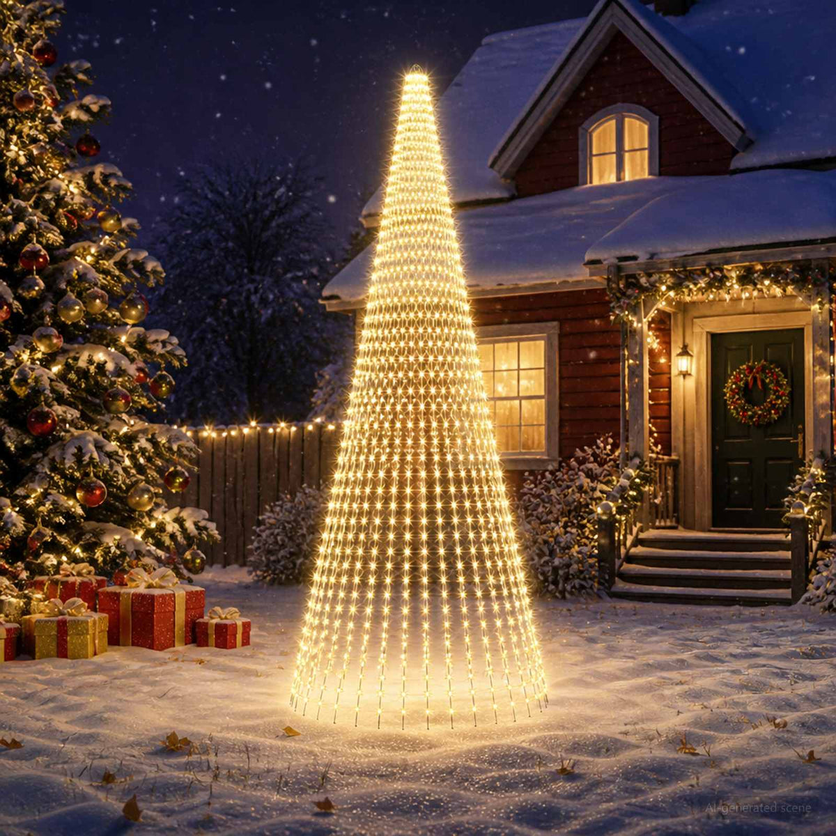 Christmas Tree Light with Spikes 1632 LEDs Warm White and