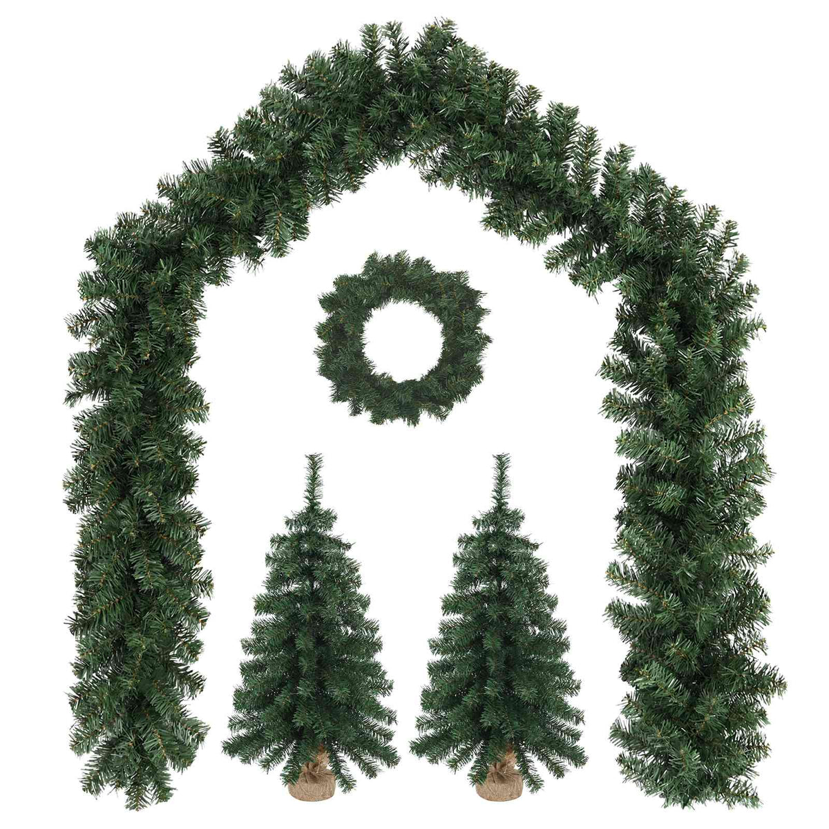 Mini Christmas Tree Set 45 cm PVC Green