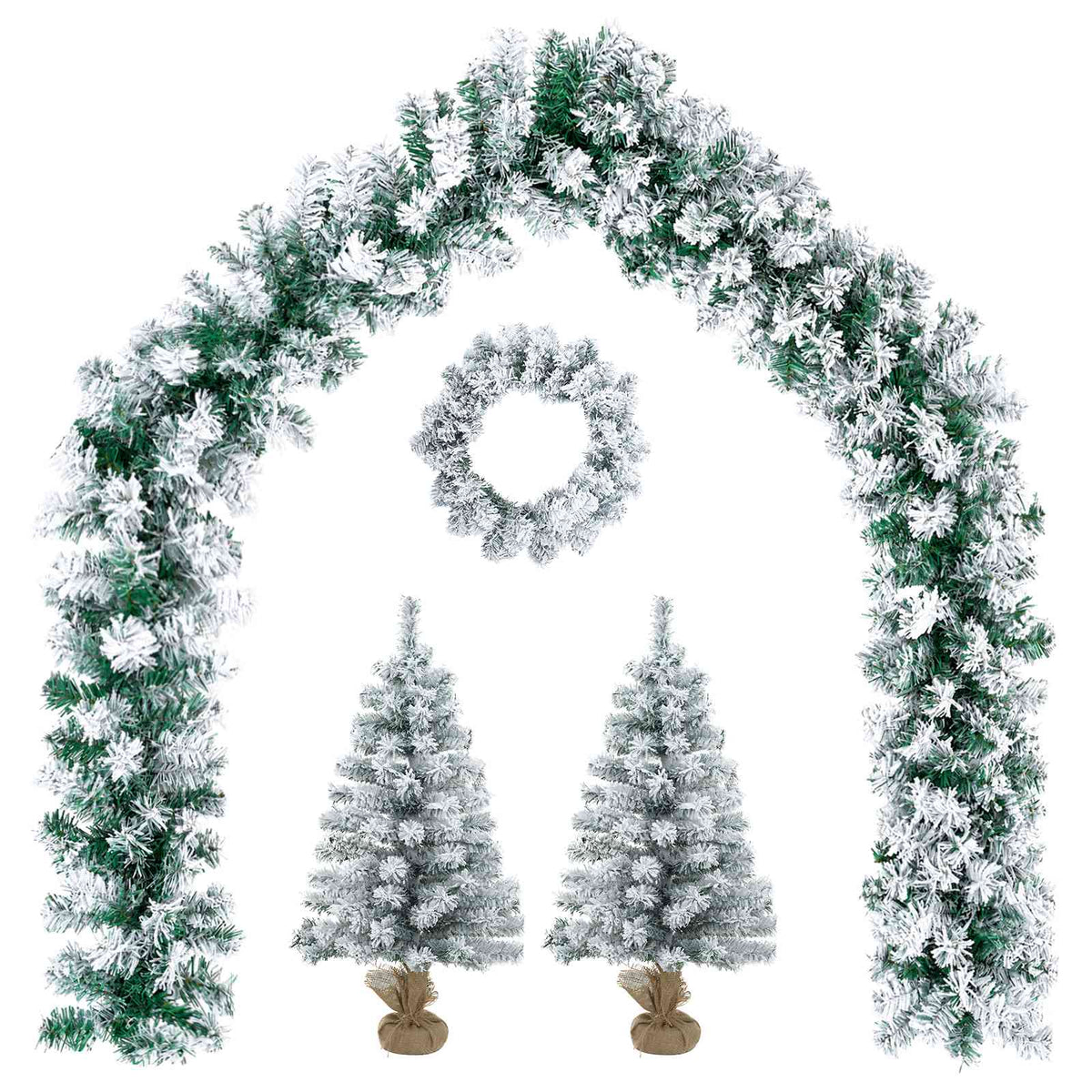 Mini Christmas Tree Set 45 cm PVC Green and White