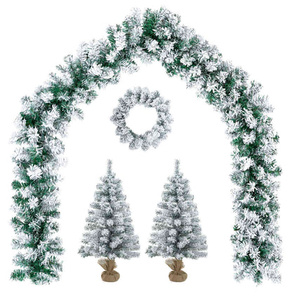 Mini Christmas Tree Set 45 cm PVC Green and White