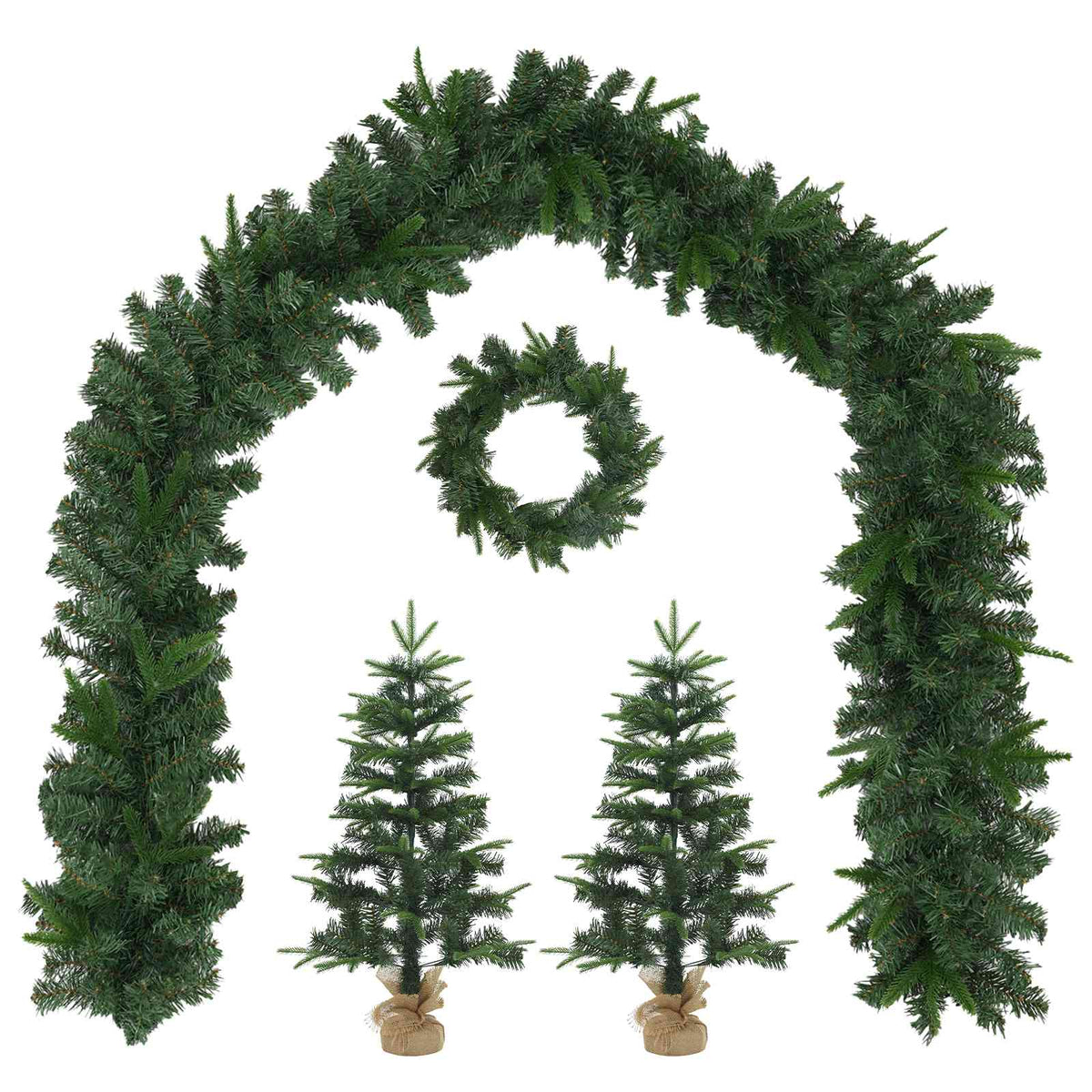 Mini Christmas Tree Set 45 cm PVC and PE Green