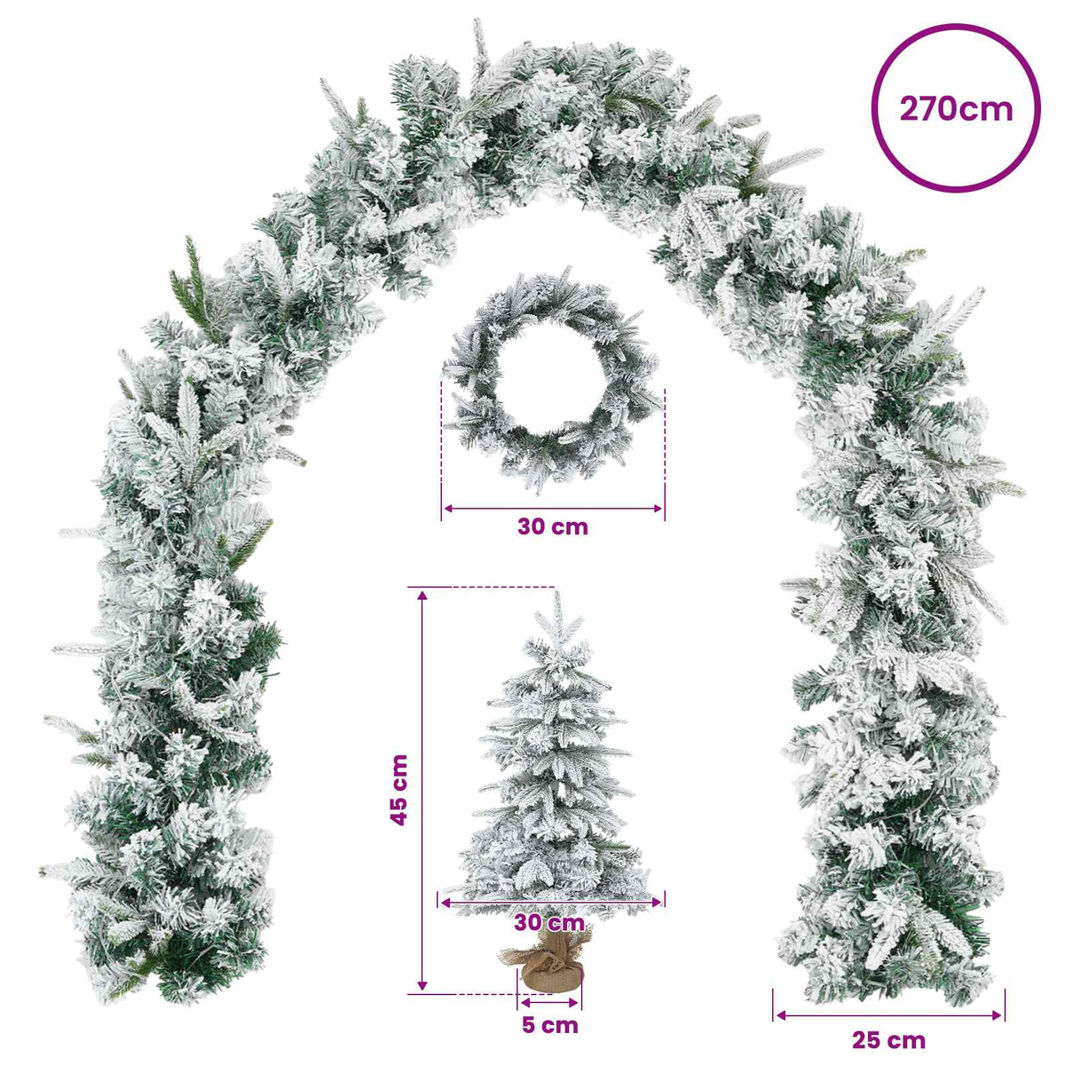 Mini Christmas Tree 45 cm PVC and PE Green and White