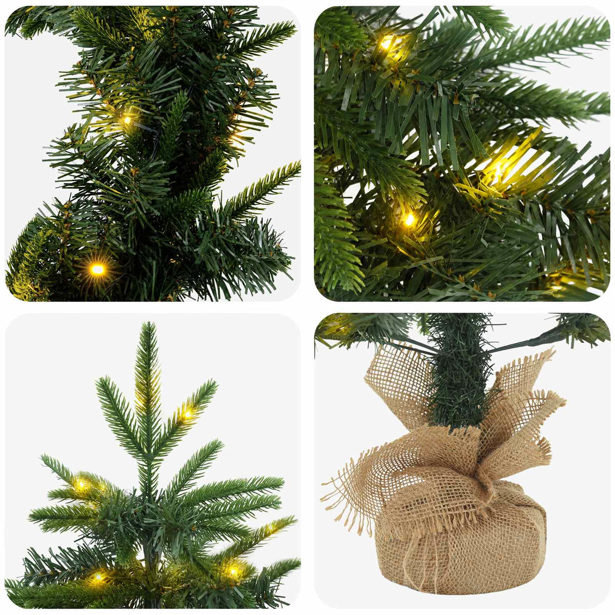 Mini Christmas Tree Set 45 cm 125 LEDs Warm White PVC and PE