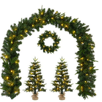 Mini Christmas Tree Set 45 cm 125 LEDs Warm White PVC and PE