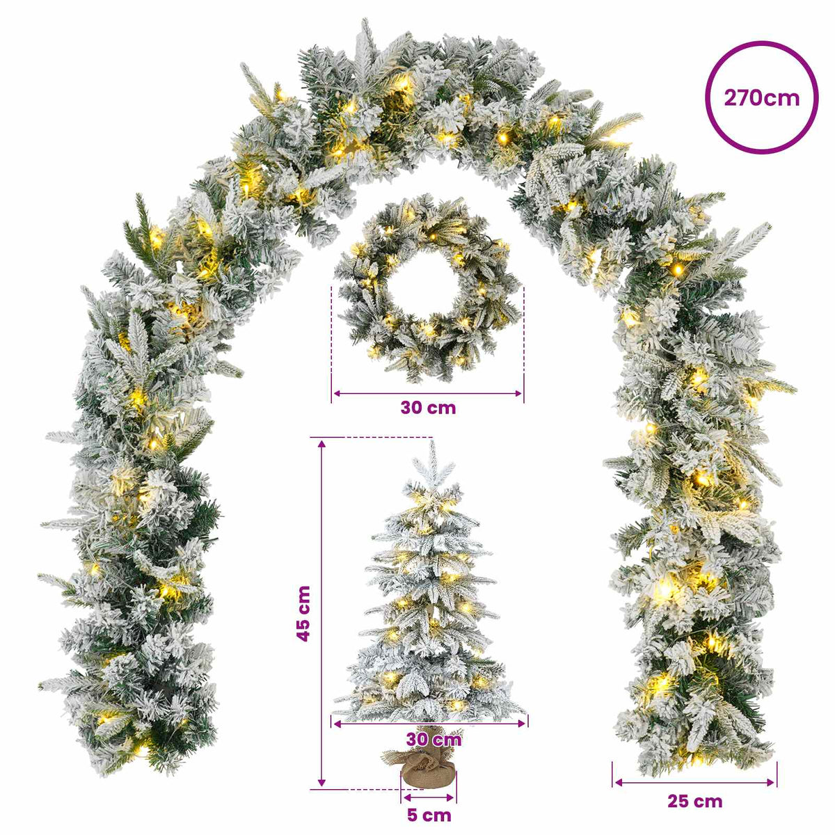Mini Christmas Tree 45 cm 125 LEDs Warm White PVC and PE