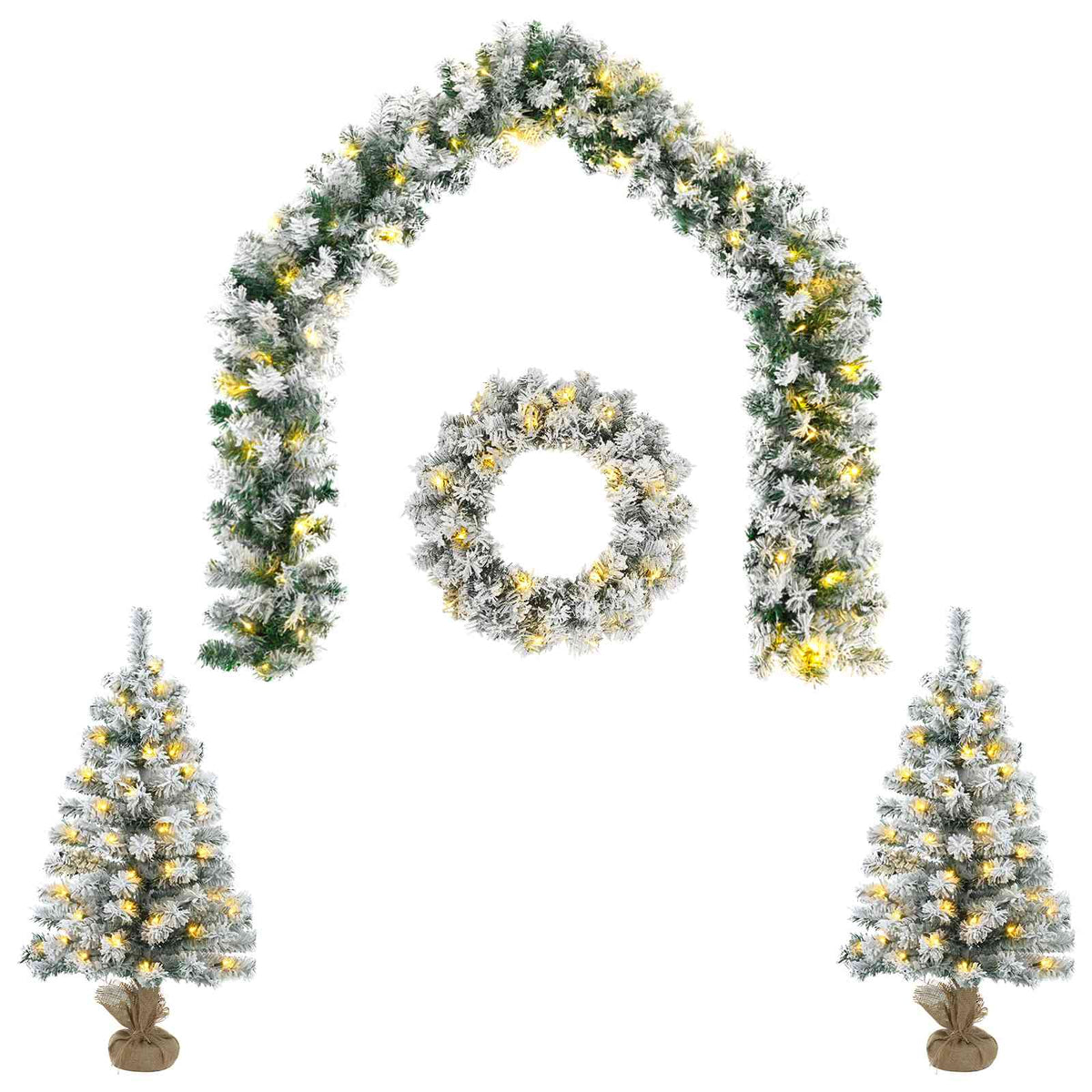 Mini Christmas Tree Set 60 cm 125 LEDs Warm White PVC