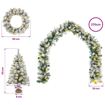 Mini Christmas Tree Set 60 cm 125 LEDs Warm White PVC