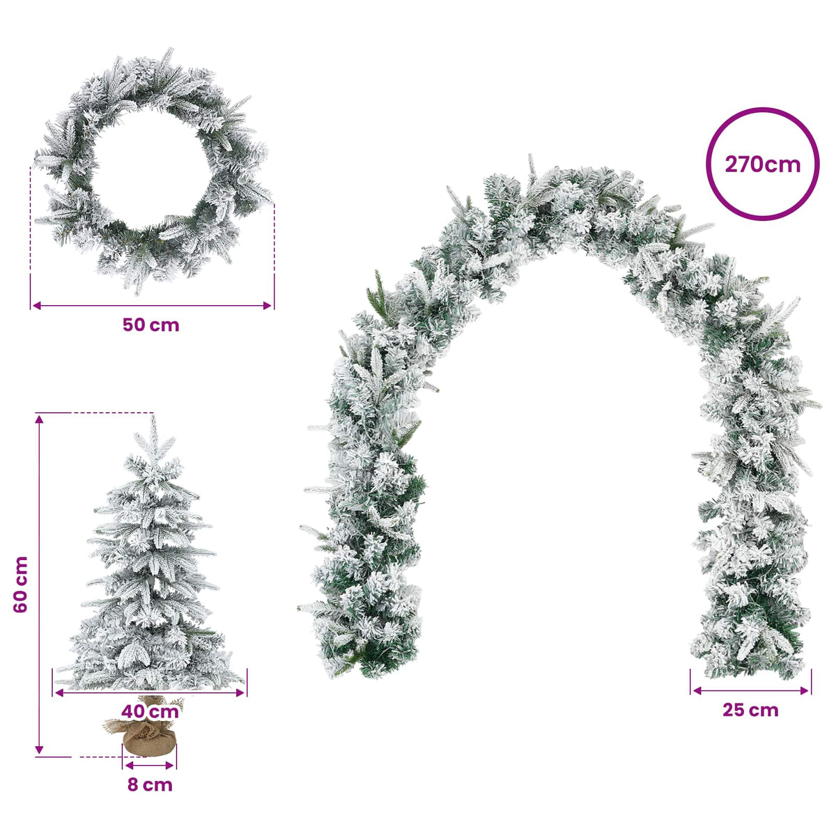 Mini Christmas Tree 60 cm PVC and PE Green and White