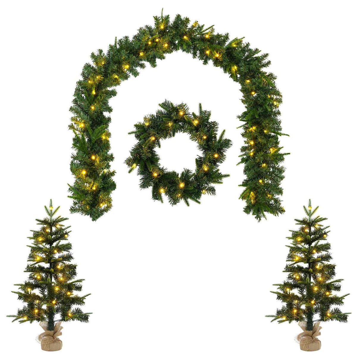 Mini Christmas Tree Set 60 cm 125 LEDs Warm White PVC and PE