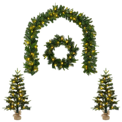 Mini Christmas Tree Set 60 cm 125 LEDs Warm White PVC and PE