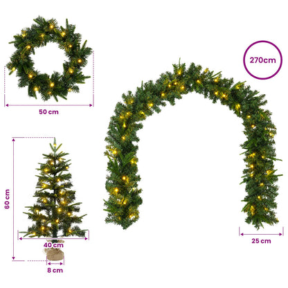 Mini Christmas Tree Set 60 cm 125 LEDs Warm White PVC and PE