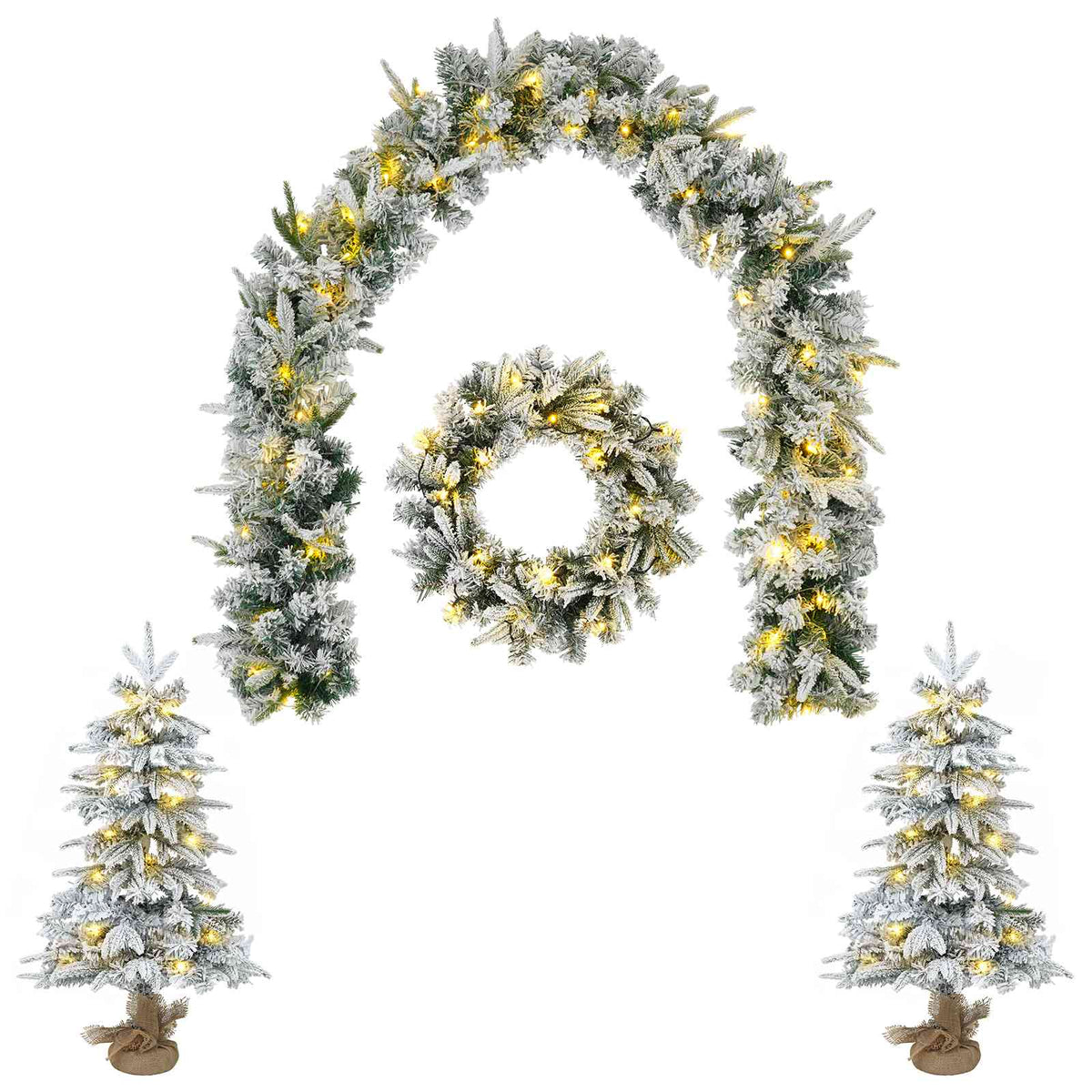 Mini Christmas Tree Set 60 cm 125 LEDs Warm White PVC and PE