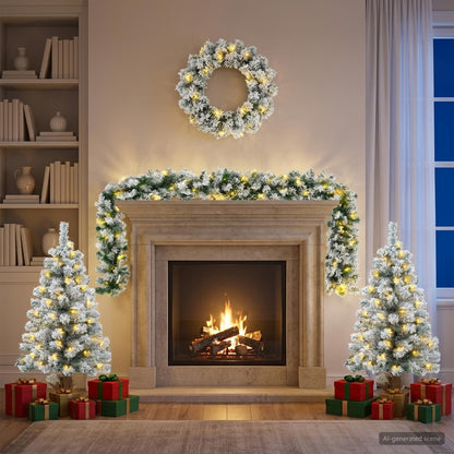 Mini Christmas Tree Set 90 cm 175 LEDs Warm White PVC