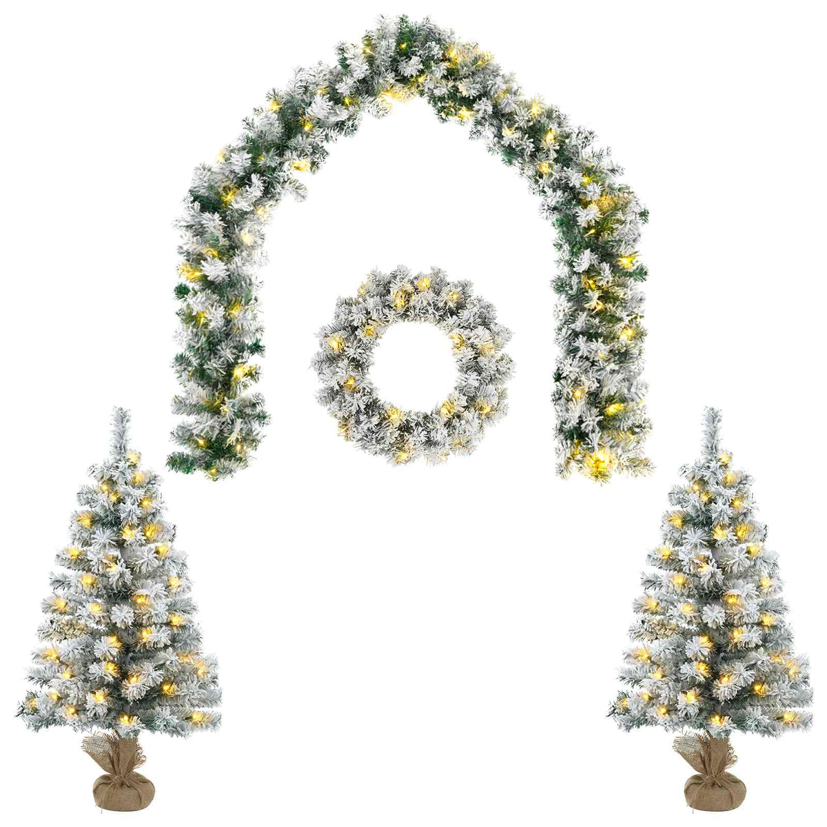 Mini Christmas Tree Set 90 cm 175 LEDs Warm White PVC