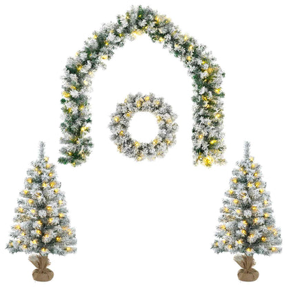 Mini Christmas Tree Set 90 cm 175 LEDs Warm White PVC