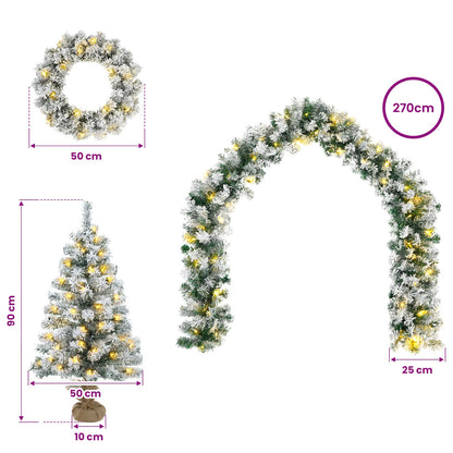 Mini Christmas Tree Set 90 cm 175 LEDs Warm White PVC