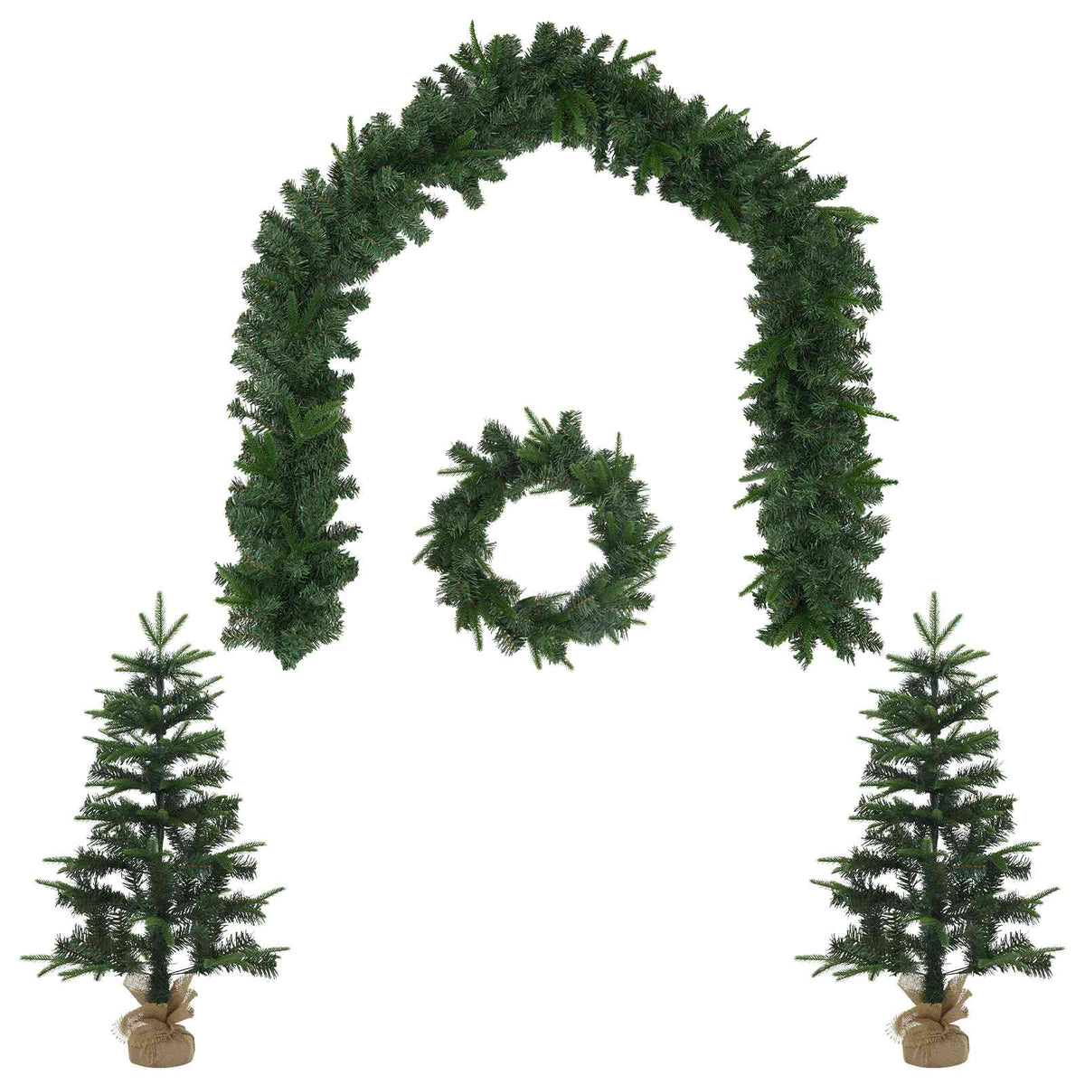 Mini Christmas Tree Set 90 cm PVC and PE Green