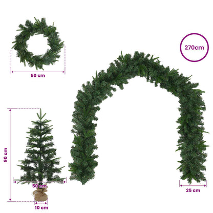 Mini Christmas Tree Set 90 cm PVC and PE Green