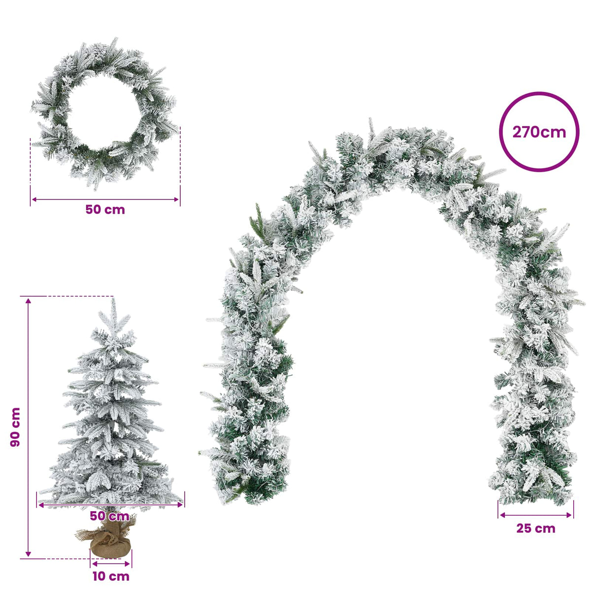 Mini Christmas Tree 90 cm PVC and PE Green and White