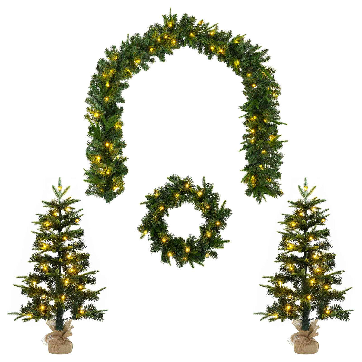 Mini Christmas Tree 90 cm 175 LEDs Warm White PVC and PE Green