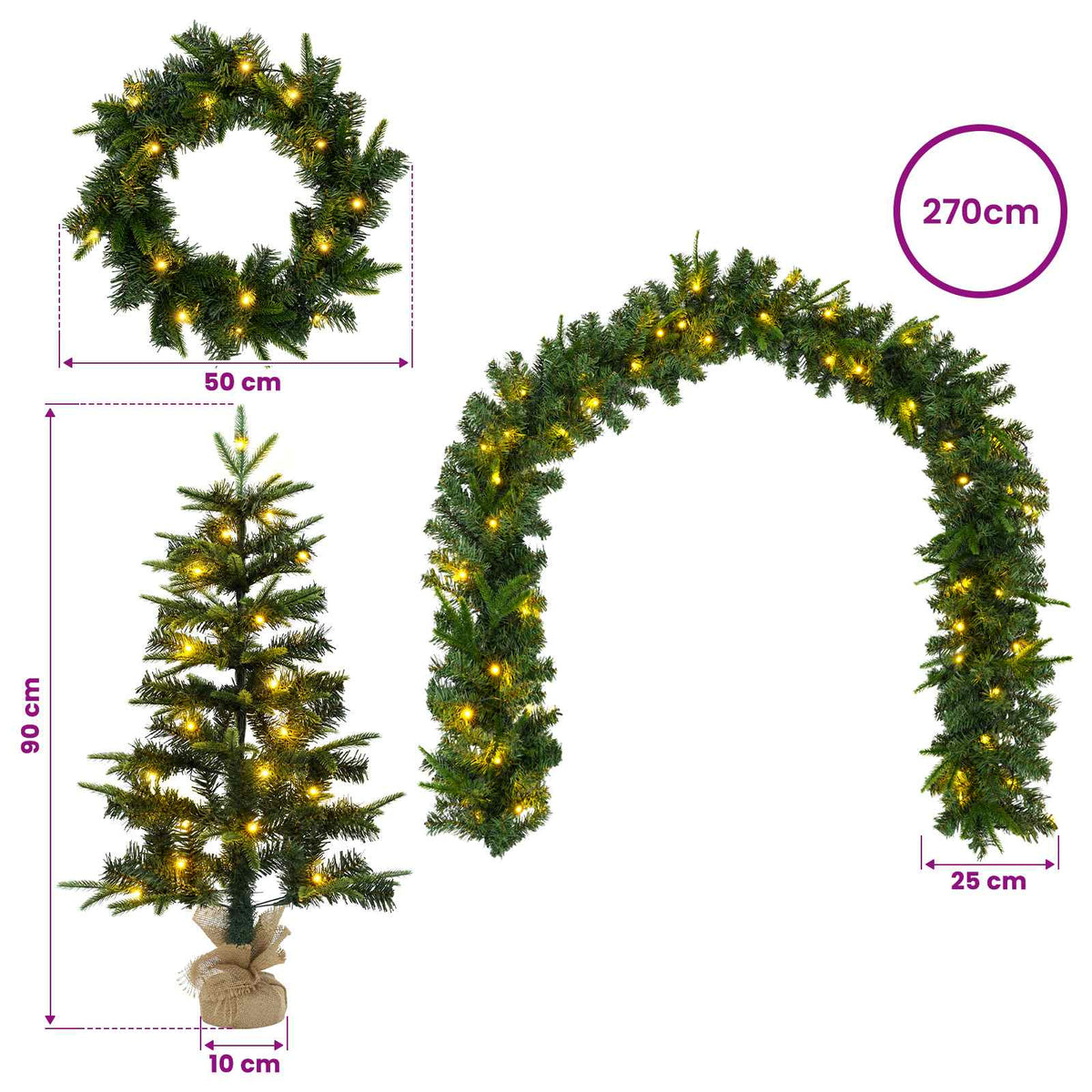 Mini Christmas Tree 90 cm 175 LEDs Warm White PVC and PE Green