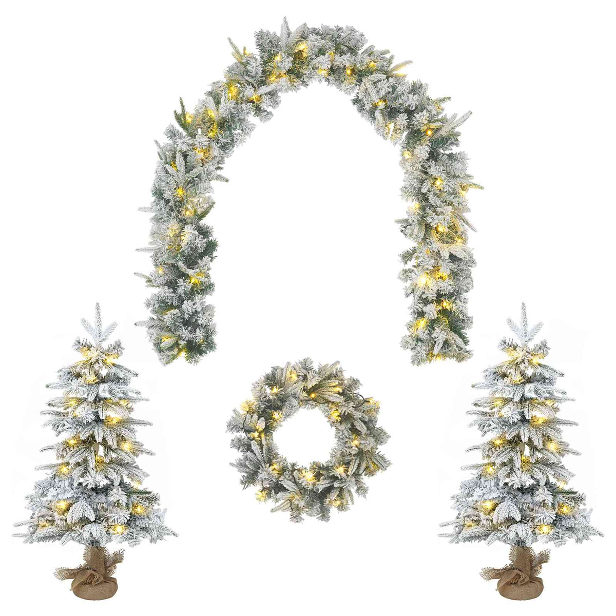 Mini Christmas Tree Set 90 cm 175 LEDs Warm White PVC and PE