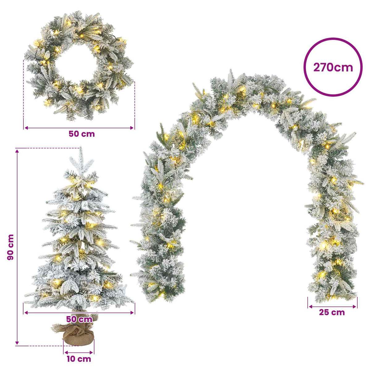 Mini Christmas Tree Set 90 cm 175 LEDs Warm White PVC and PE